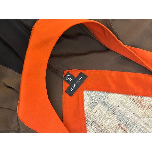 Nine West NWT Silk Brown Orange Black Sleeveless Blouse, Sz Medium, MSRP $69 - Picture 4 of 8